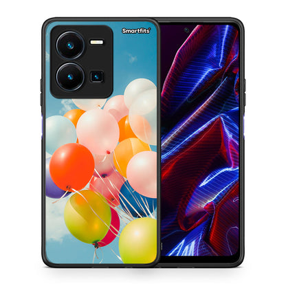 Θήκη Vivo Y35 5G Colorful Balloons από τη Smartfits με σχέδιο στο πίσω μέρος και μαύρο περίβλημα | Vivo Y35 5G Colorful Balloons case with colorful back and black bezels
