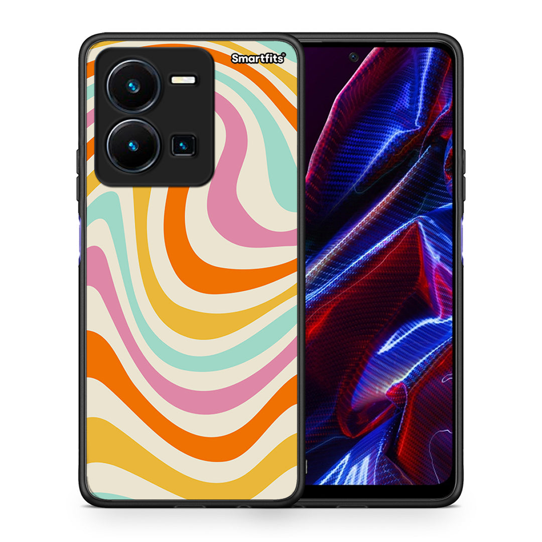 Θήκη Vivo Y35 5G Colourful Waves από τη Smartfits με σχέδιο στο πίσω μέρος και μαύρο περίβλημα | Vivo Y35 5G Colourful Waves case with colorful back and black bezels