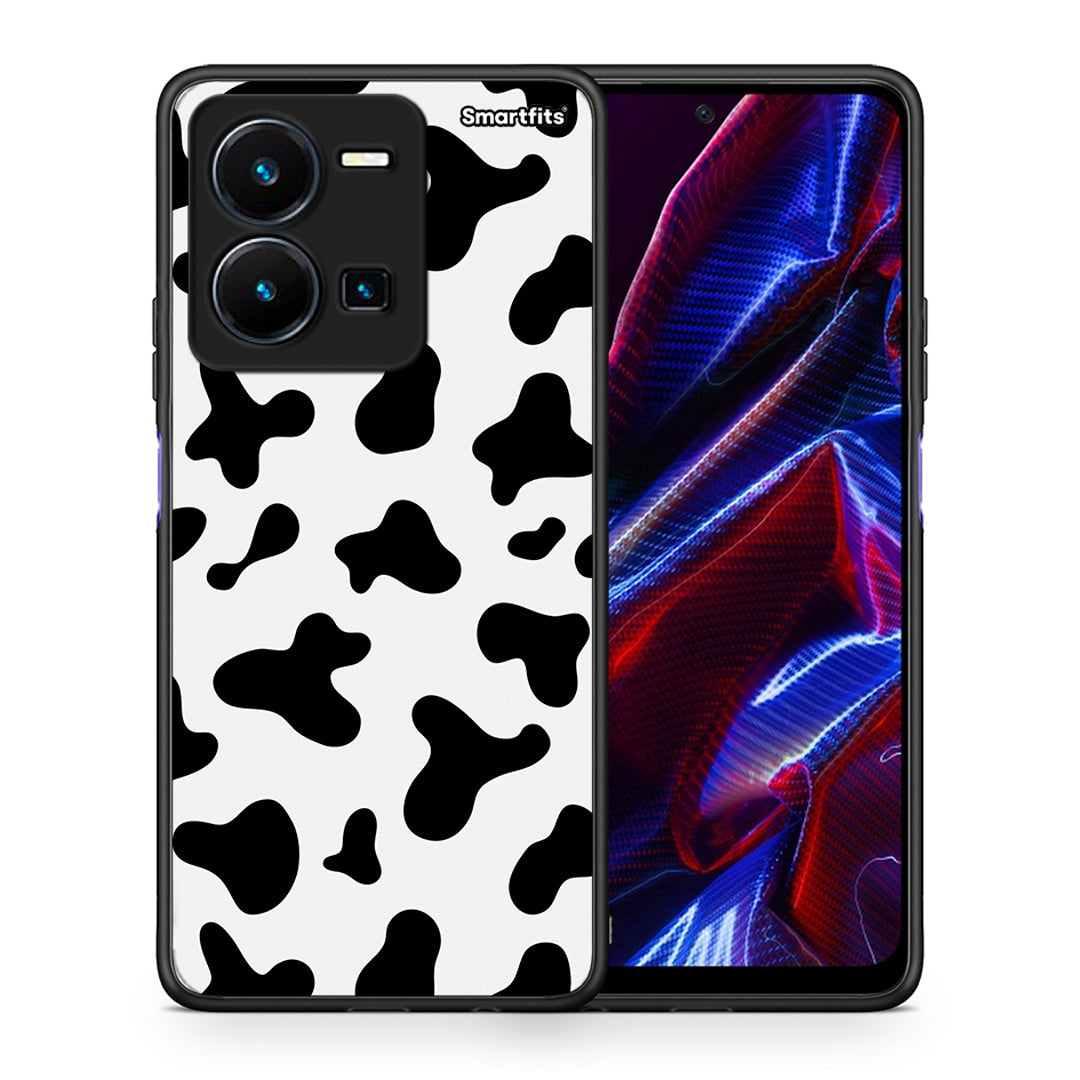 Θήκη Vivo Y35 5G Cow Print από τη Smartfits με σχέδιο στο πίσω μέρος και μαύρο περίβλημα | Vivo Y35 5G Cow Print case with colorful back and black bezels