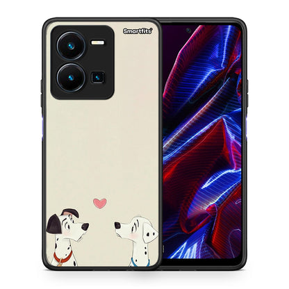 Θήκη Vivo Y35 5G Dalmatians Love από τη Smartfits με σχέδιο στο πίσω μέρος και μαύρο περίβλημα | Vivo Y35 5G Dalmatians Love case with colorful back and black bezels