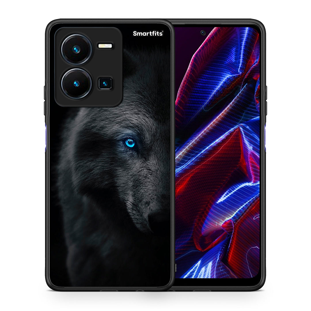 Θήκη Vivo Y35 5G Dark Wolf από τη Smartfits με σχέδιο στο πίσω μέρος και μαύρο περίβλημα | Vivo Y35 5G Dark Wolf case with colorful back and black bezels