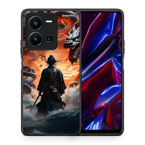 Θήκη Vivo Y35 5G Dragons Fight από τη Smartfits με σχέδιο στο πίσω μέρος και μαύρο περίβλημα | Vivo Y35 5G Dragons Fight case with colorful back and black bezels