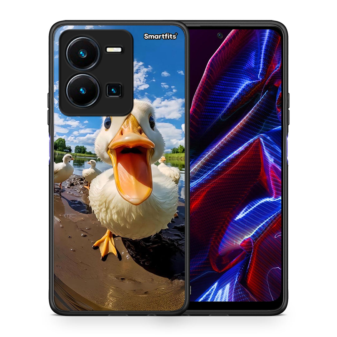 Θήκη Vivo Y35 5G Duck Face από τη Smartfits με σχέδιο στο πίσω μέρος και μαύρο περίβλημα | Vivo Y35 5G Duck Face case with colorful back and black bezels