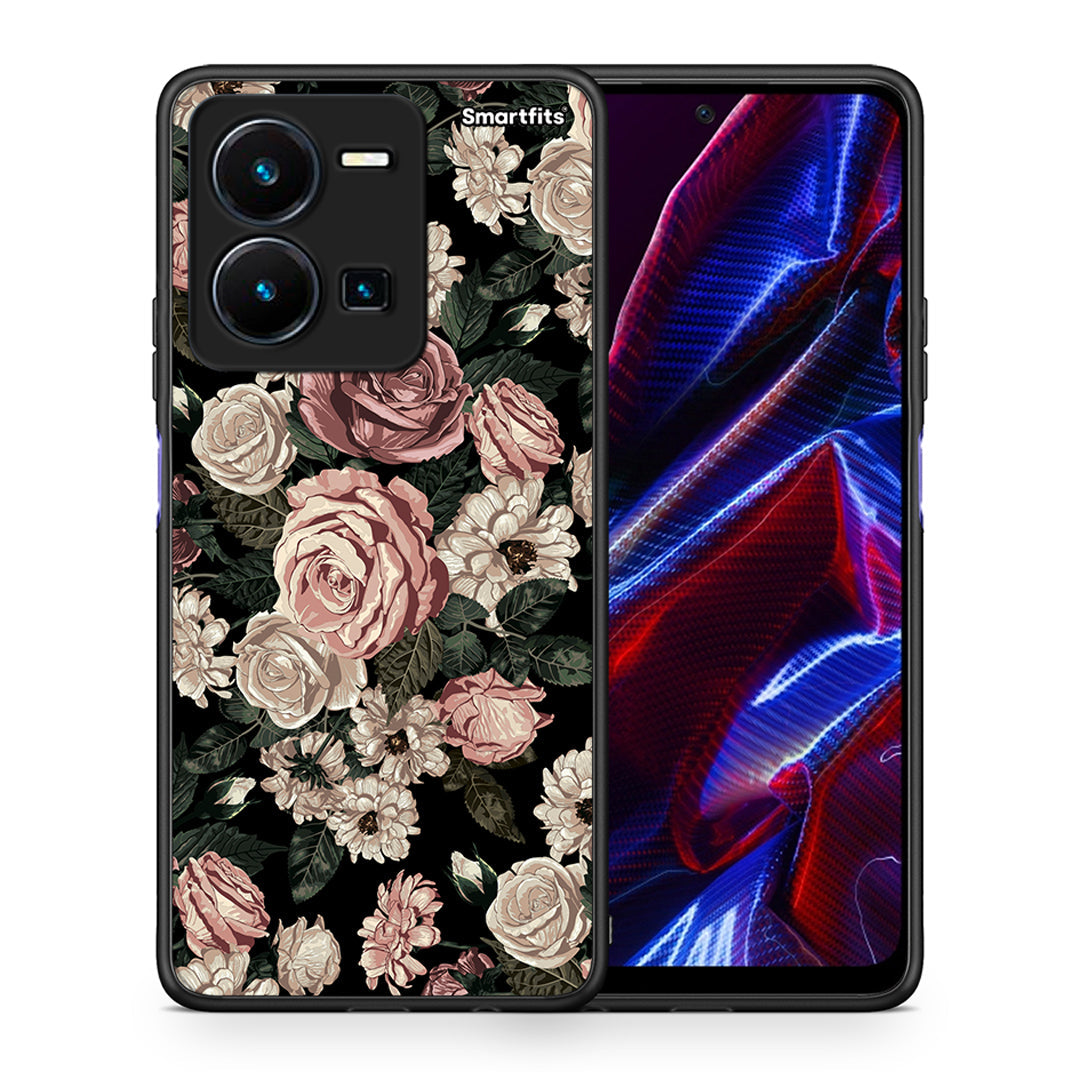 Θήκη Vivo Y35 5G Wild Roses Flower από τη Smartfits με σχέδιο στο πίσω μέρος και μαύρο περίβλημα | Vivo Y35 5G Wild Roses Flower case with colorful back and black bezels