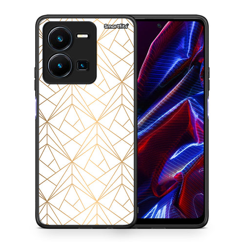 Θήκη Vivo Y35 5G Luxury White Geometric από τη Smartfits με σχέδιο στο πίσω μέρος και μαύρο περίβλημα | Vivo Y35 5G Luxury White Geometric case with colorful back and black bezels