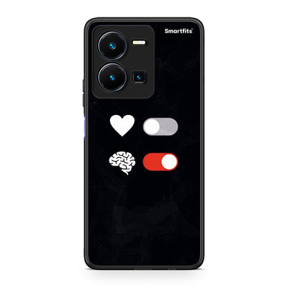 Vivo Y35 5G Heart Vs Brain Θήκη Αγίου Βαλεντίνου από τη Smartfits με σχέδιο στο πίσω μέρος και μαύρο περίβλημα | Smartphone case with colorful back and black bezels by Smartfits
