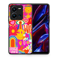 Thumbnail for Θήκη Vivo Y35 5G Hippie Love από τη Smartfits με σχέδιο στο πίσω μέρος και μαύρο περίβλημα | Vivo Y35 5G Hippie Love case with colorful back and black bezels