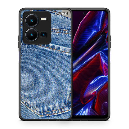 Θήκη Vivo Y35 5G Jeans Pocket από τη Smartfits με σχέδιο στο πίσω μέρος και μαύρο περίβλημα | Vivo Y35 5G Jeans Pocket case with colorful back and black bezels