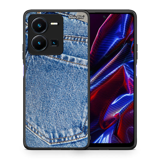 Θήκη Vivo Y35 5G Jeans Pocket από τη Smartfits με σχέδιο στο πίσω μέρος και μαύρο περίβλημα | Vivo Y35 5G Jeans Pocket case with colorful back and black bezels