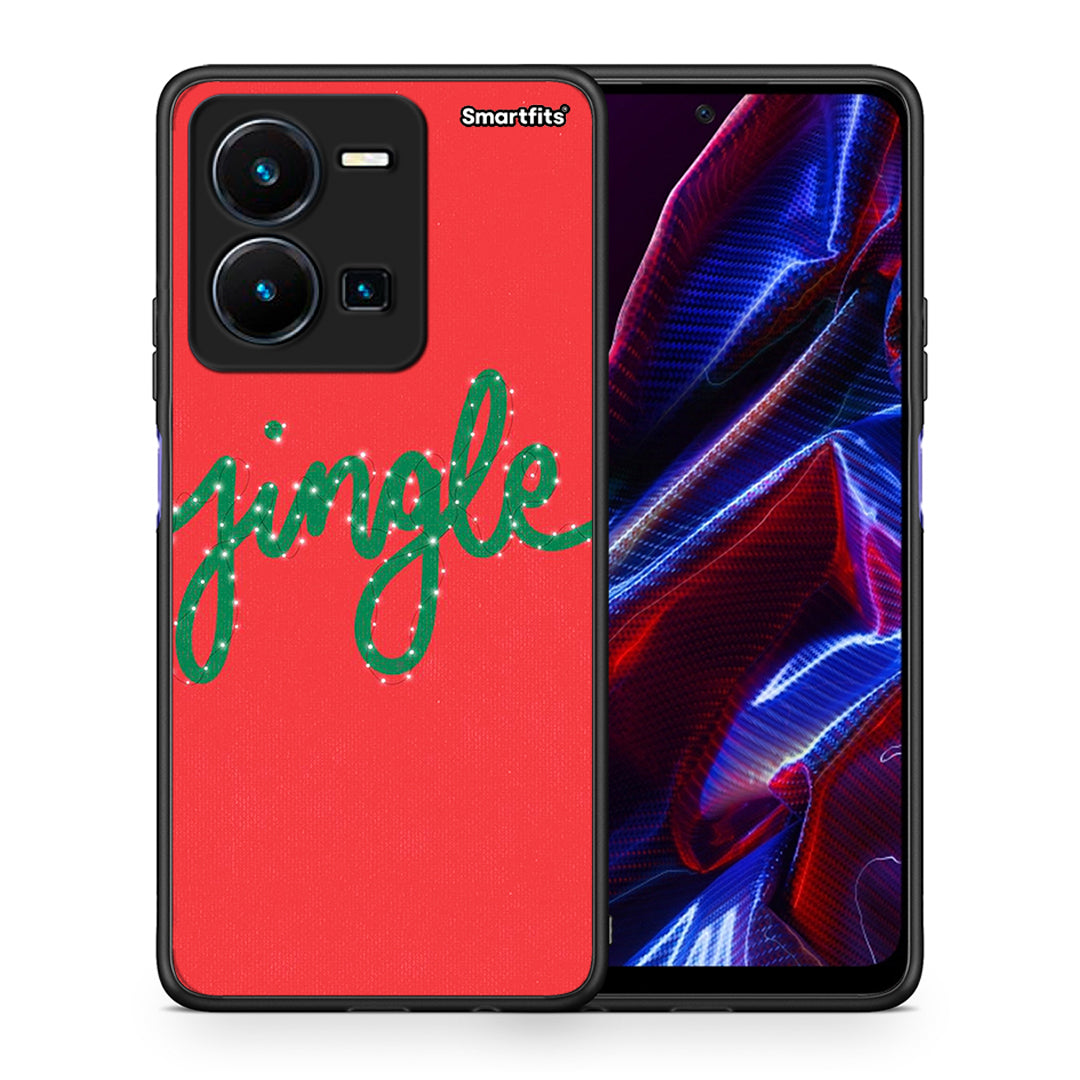 Θήκη Vivo Y35 5G Jingle Xmas από τη Smartfits με σχέδιο στο πίσω μέρος και μαύρο περίβλημα | Vivo Y35 5G Jingle Xmas case with colorful back and black bezels
