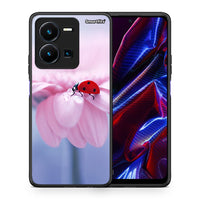 Thumbnail for Θήκη Vivo Y35 5G Ladybug Flower από τη Smartfits με σχέδιο στο πίσω μέρος και μαύρο περίβλημα | Vivo Y35 5G Ladybug Flower case with colorful back and black bezels