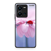 Thumbnail for Vivo Y35 5G Ladybug Flower θήκη από τη Smartfits με σχέδιο στο πίσω μέρος και μαύρο περίβλημα | Smartphone case with colorful back and black bezels by Smartfits