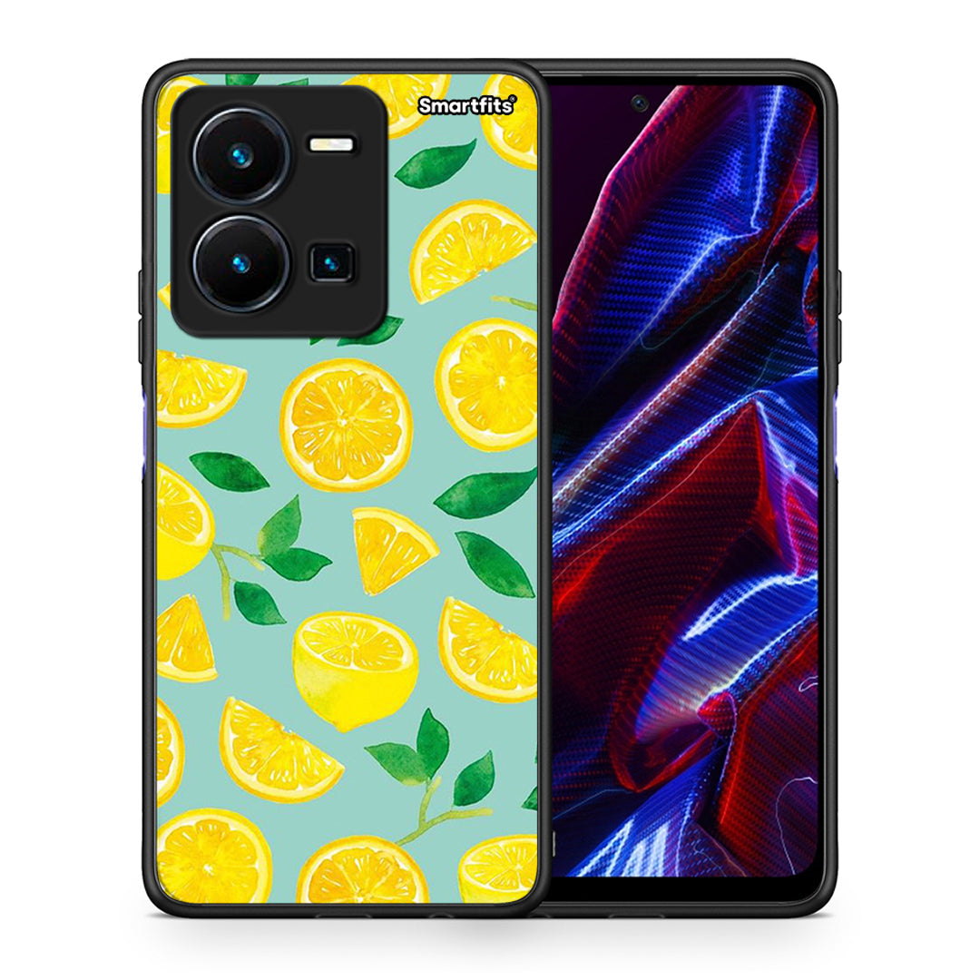 Θήκη Vivo Y35 5G Lemons από τη Smartfits με σχέδιο στο πίσω μέρος και μαύρο περίβλημα | Vivo Y35 5G Lemons case with colorful back and black bezels