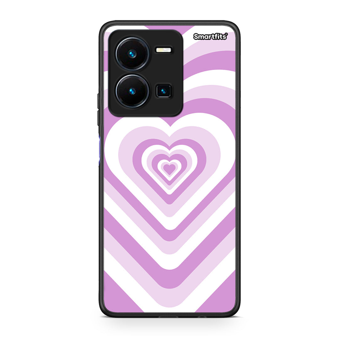 Vivo Y35 5G Lilac Hearts θήκη από τη Smartfits με σχέδιο στο πίσω μέρος και μαύρο περίβλημα | Smartphone case with colorful back and black bezels by Smartfits
