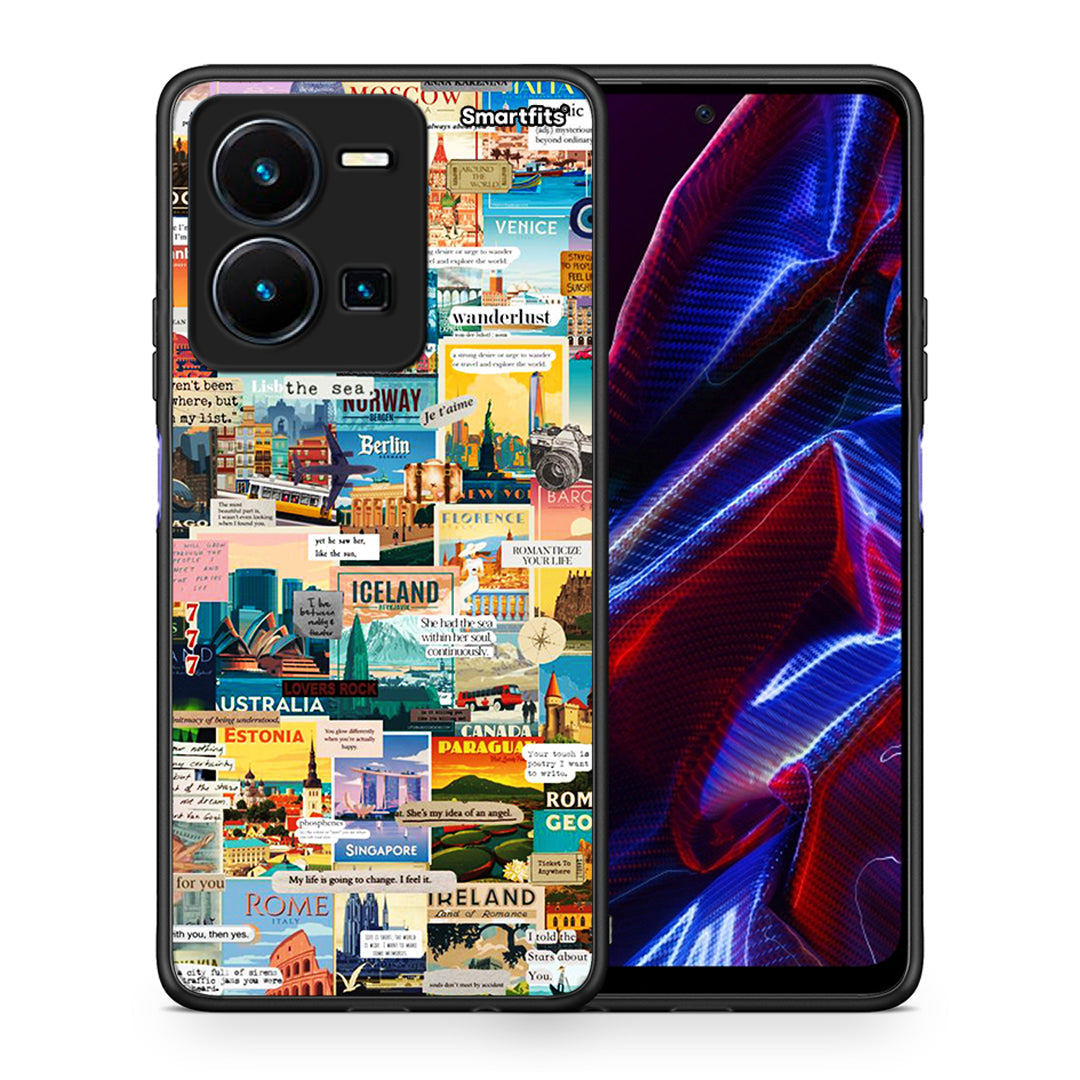 Θήκη Vivo Y35 5G Live To Travel από τη Smartfits με σχέδιο στο πίσω μέρος και μαύρο περίβλημα | Vivo Y35 5G Live To Travel case with colorful back and black bezels