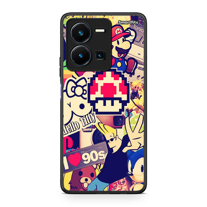 Vivo Y35 5G Love The 90s θήκη από τη Smartfits με σχέδιο στο πίσω μέρος και μαύρο περίβλημα | Smartphone case with colorful back and black bezels by Smartfits