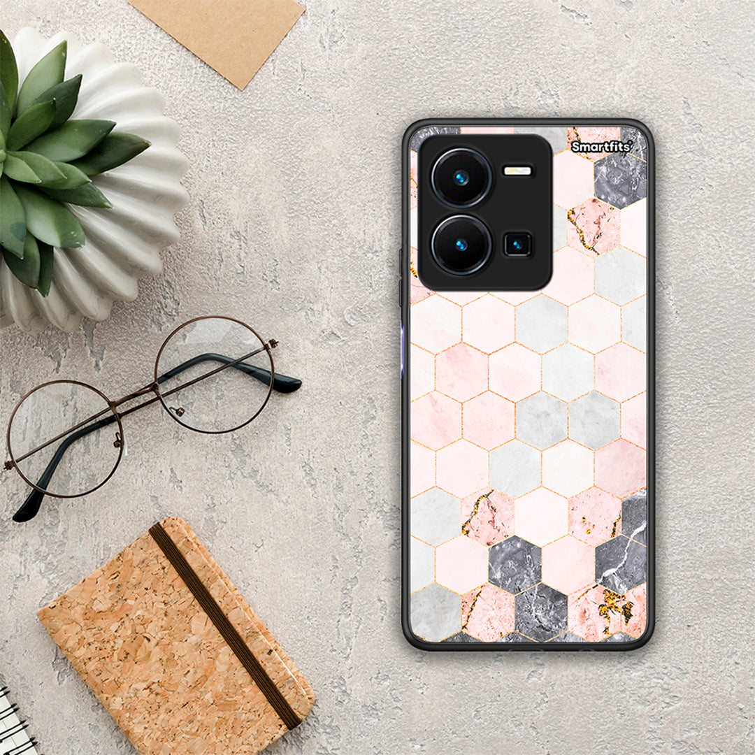 Marble Hexagon Pink - Vivo Y35 5G θήκη