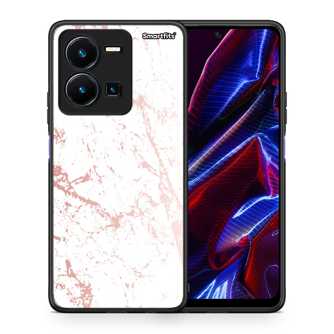 Θήκη Vivo Y35 5G Pink Splash Marble από τη Smartfits με σχέδιο στο πίσω μέρος και μαύρο περίβλημα | Vivo Y35 5G Pink Splash Marble case with colorful back and black bezels