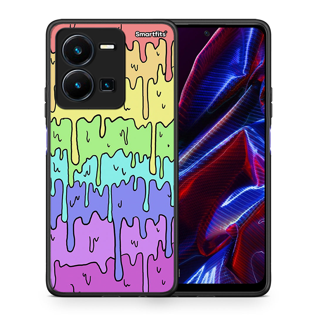 Θήκη Vivo Y35 5G Melting Rainbow από τη Smartfits με σχέδιο στο πίσω μέρος και μαύρο περίβλημα | Vivo Y35 5G Melting Rainbow case with colorful back and black bezels