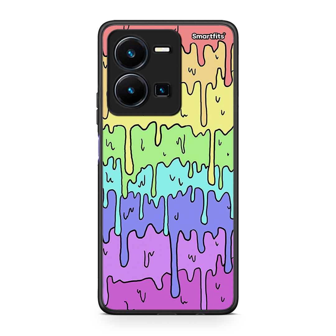 Vivo Y35 5G Melting Rainbow θήκη από τη Smartfits με σχέδιο στο πίσω μέρος και μαύρο περίβλημα | Smartphone case with colorful back and black bezels by Smartfits