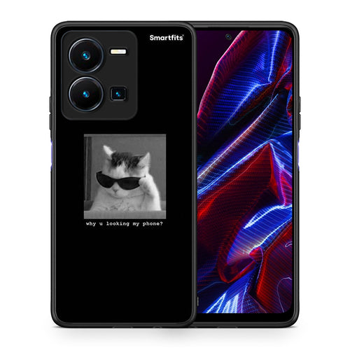 Θήκη Vivo Y35 5G Meme Cat από τη Smartfits με σχέδιο στο πίσω μέρος και μαύρο περίβλημα | Vivo Y35 5G Meme Cat case with colorful back and black bezels