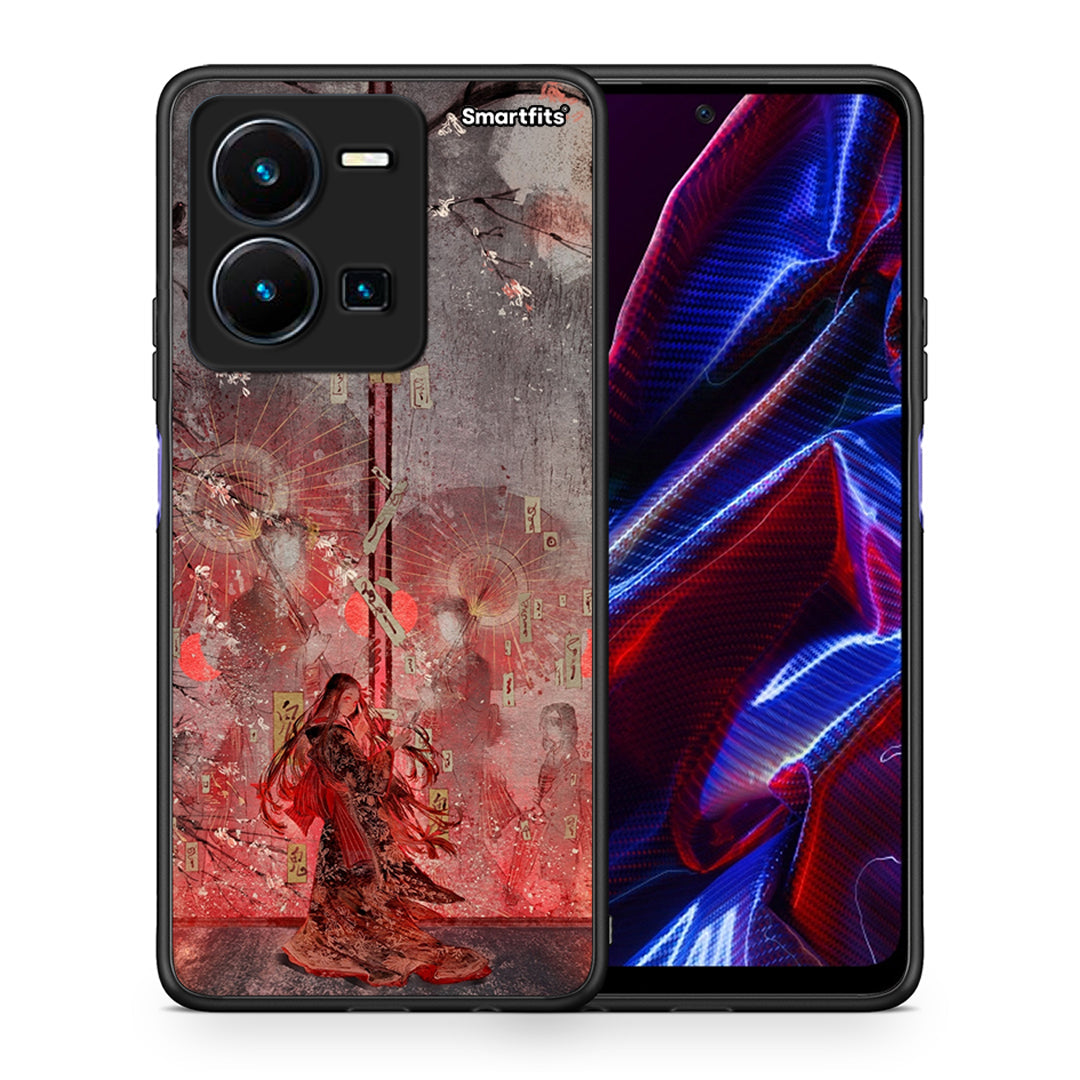 Θήκη Vivo Y35 5G Nezuko Kamado από τη Smartfits με σχέδιο στο πίσω μέρος και μαύρο περίβλημα | Vivo Y35 5G Nezuko Kamado case with colorful back and black bezels