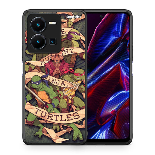 Θήκη Vivo Y35 5G Ninja Turtles από τη Smartfits με σχέδιο στο πίσω μέρος και μαύρο περίβλημα | Vivo Y35 5G Ninja Turtles case with colorful back and black bezels