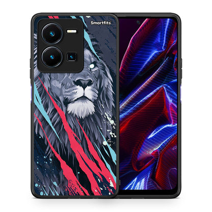 Θήκη Vivo Y35 5G Lion Designer PopArt από τη Smartfits με σχέδιο στο πίσω μέρος και μαύρο περίβλημα | Vivo Y35 5G Lion Designer PopArt case with colorful back and black bezels