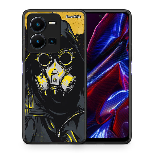 Θήκη Vivo Y35 5G Mask PopArt από τη Smartfits με σχέδιο στο πίσω μέρος και μαύρο περίβλημα | Vivo Y35 5G Mask PopArt case with colorful back and black bezels