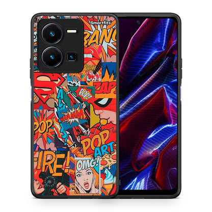 Θήκη Vivo Y35 5G PopArt OMG από τη Smartfits με σχέδιο στο πίσω μέρος και μαύρο περίβλημα | Vivo Y35 5G PopArt OMG case with colorful back and black bezels