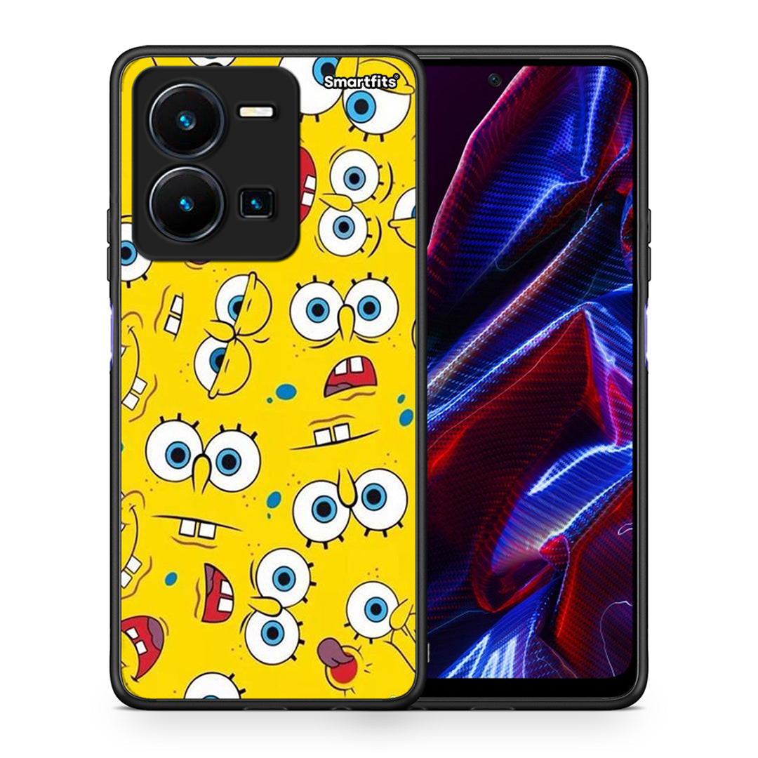 Θήκη Vivo Y35 5G Sponge PopArt από τη Smartfits με σχέδιο στο πίσω μέρος και μαύρο περίβλημα | Vivo Y35 5G Sponge PopArt case with colorful back and black bezels