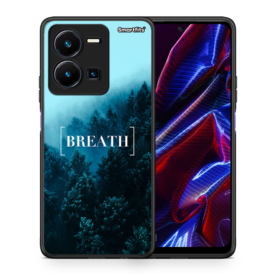 Θήκη Vivo Y35 5G Breath Quote από τη Smartfits με σχέδιο στο πίσω μέρος και μαύρο περίβλημα | Vivo Y35 5G Breath Quote case with colorful back and black bezels