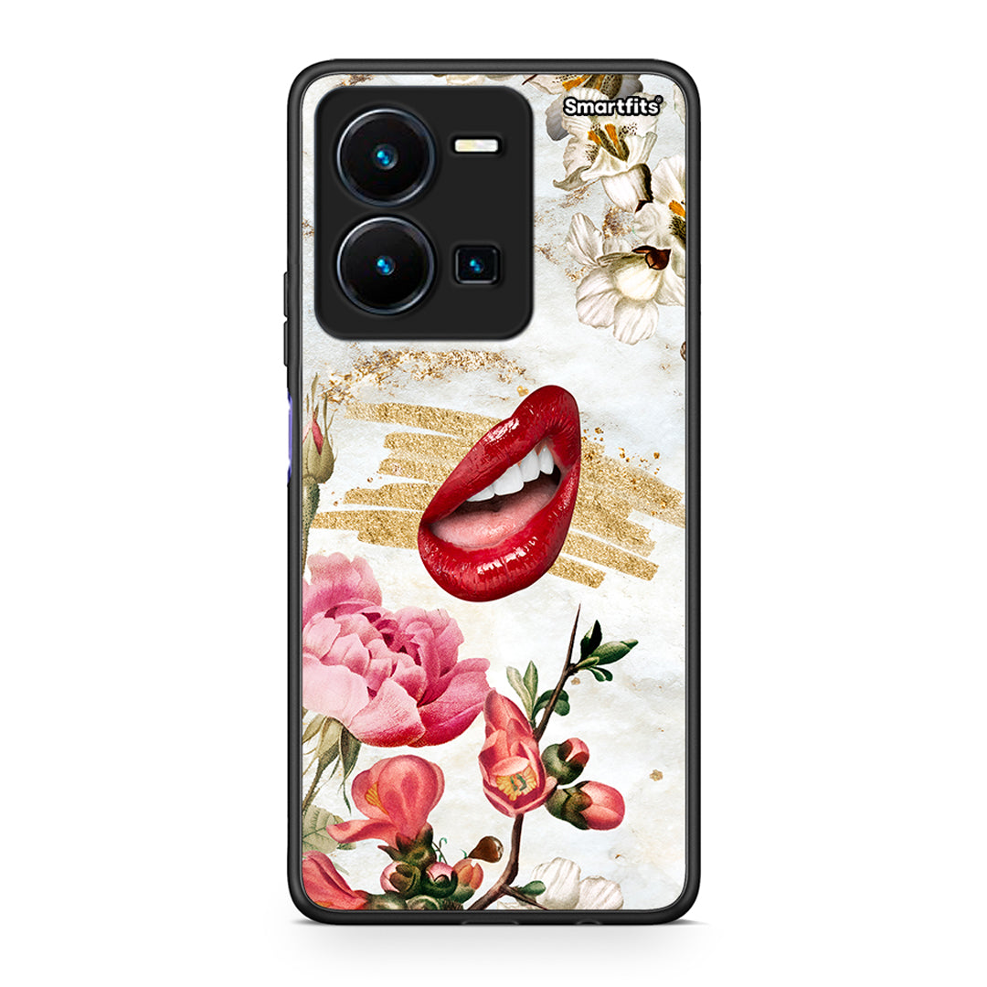 Vivo Y35 5G Red Lips θήκη από τη Smartfits με σχέδιο στο πίσω μέρος και μαύρο περίβλημα | Smartphone case with colorful back and black bezels by Smartfits