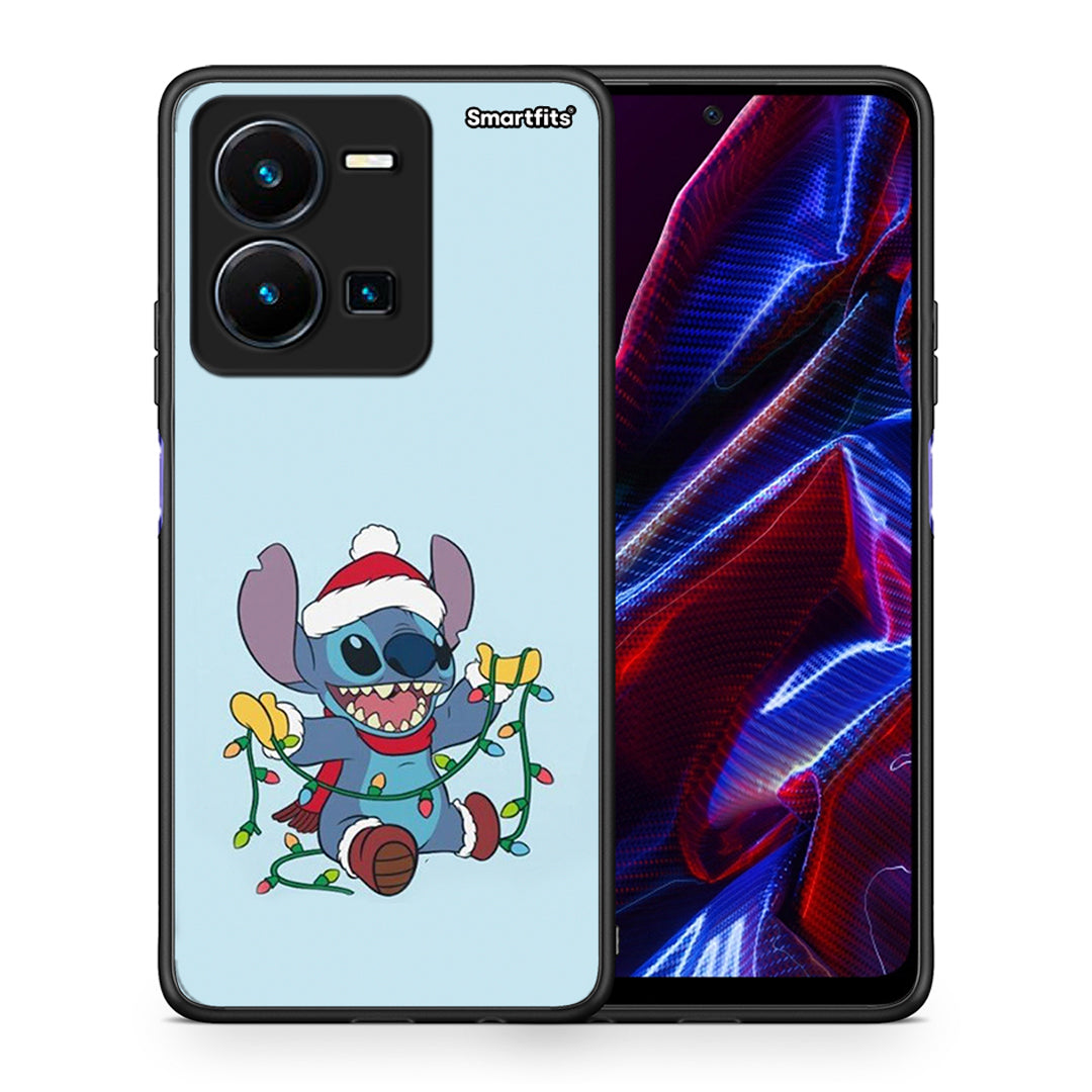 Θήκη Vivo Y35 5G Santa Stich από τη Smartfits με σχέδιο στο πίσω μέρος και μαύρο περίβλημα | Vivo Y35 5G Santa Stich case with colorful back and black bezels