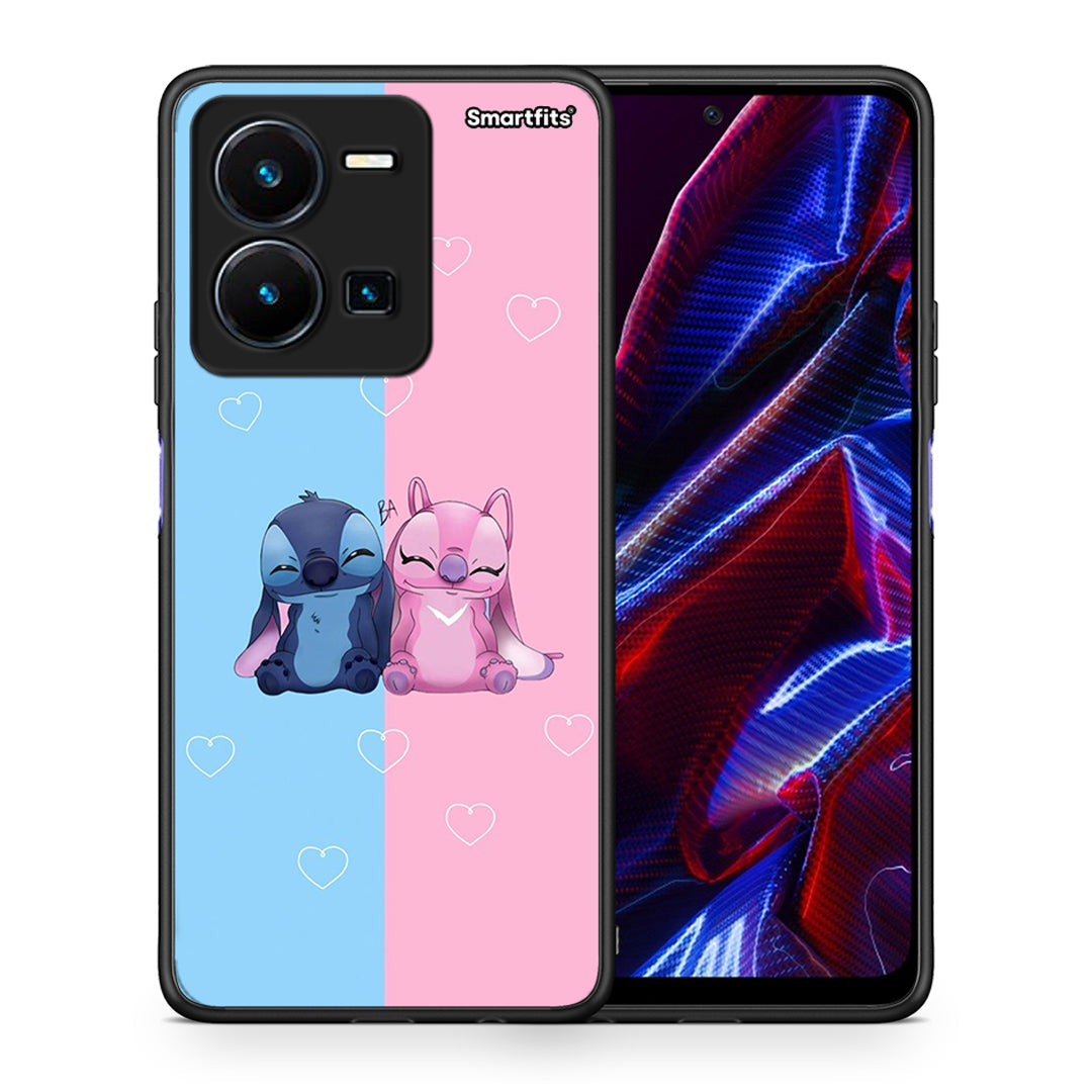 Θήκη Vivo Y35 5G Stitch And Angel από τη Smartfits με σχέδιο στο πίσω μέρος και μαύρο περίβλημα | Vivo Y35 5G Stitch And Angel case with colorful back and black bezels
