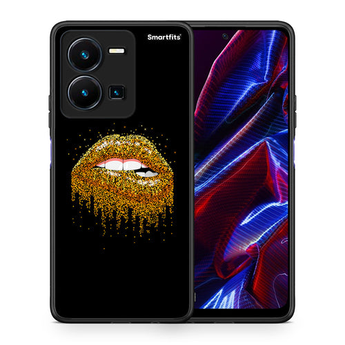 Θήκη Vivo Y35 5G Golden Valentine από τη Smartfits με σχέδιο στο πίσω μέρος και μαύρο περίβλημα | Vivo Y35 5G Golden Valentine case with colorful back and black bezels
