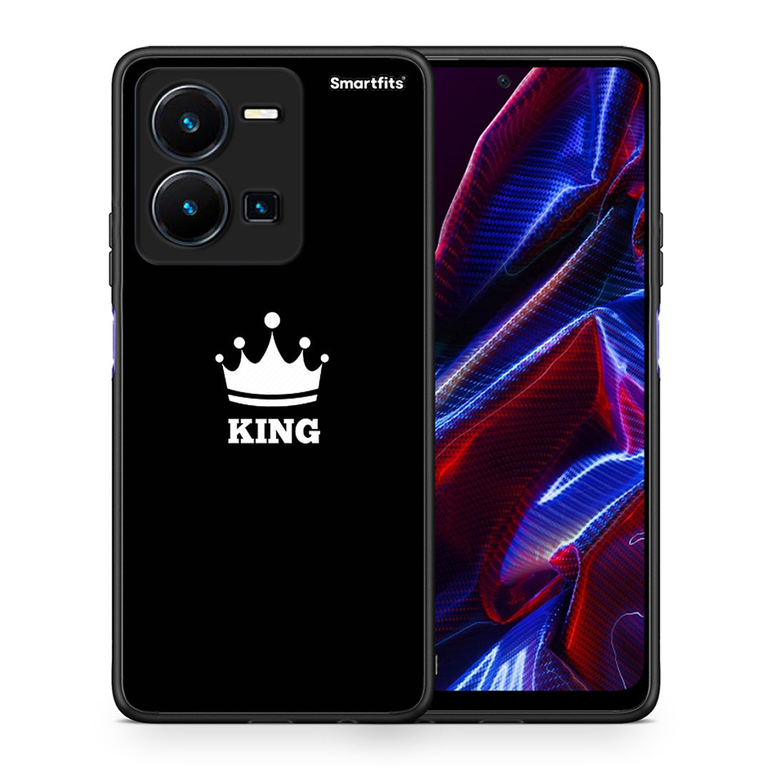 Θήκη Vivo Y35 5G King Valentine από τη Smartfits με σχέδιο στο πίσω μέρος και μαύρο περίβλημα | Vivo Y35 5G King Valentine case with colorful back and black bezels