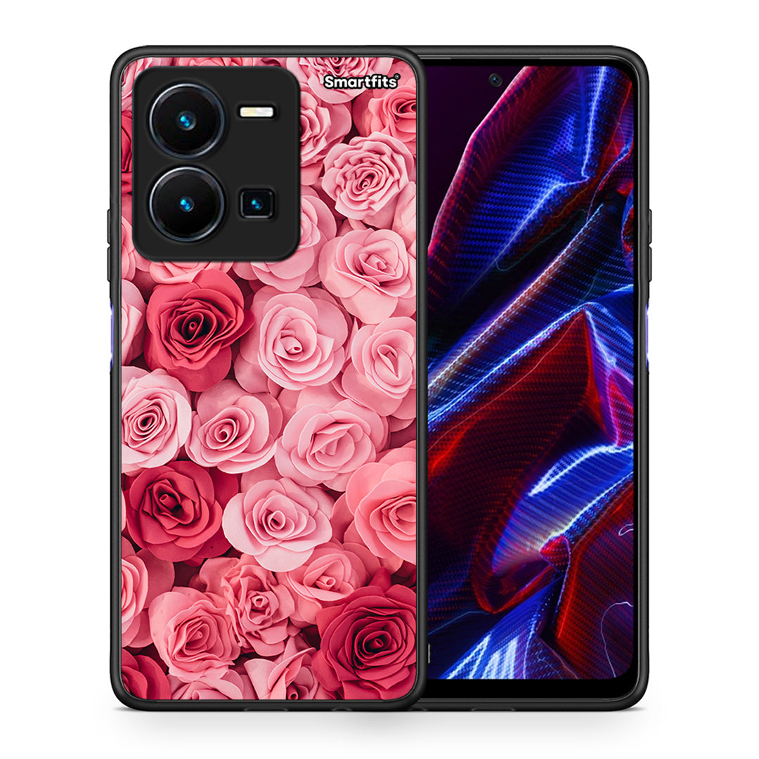 Θήκη Vivo Y35 5G RoseGarden Valentine από τη Smartfits με σχέδιο στο πίσω μέρος και μαύρο περίβλημα | Vivo Y35 5G RoseGarden Valentine case with colorful back and black bezels