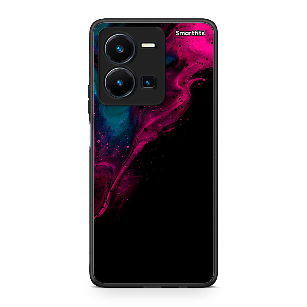 4 - Vivo Y35 5G Pink Black Watercolor case, cover, bumper