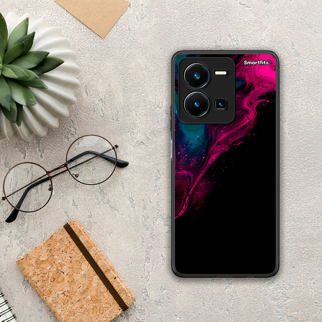 Watercolor Pink Black - Vivo Y35 5G θήκη
