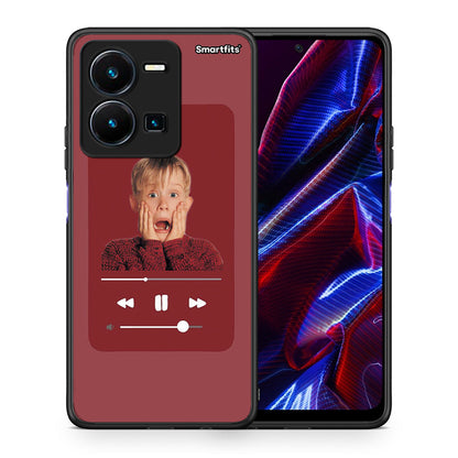 Θήκη Vivo Y35 5G Xmas Alone Music από τη Smartfits με σχέδιο στο πίσω μέρος και μαύρο περίβλημα | Vivo Y35 5G Xmas Alone Music case with colorful back and black bezels