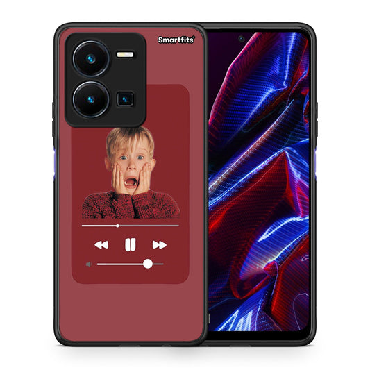 Θήκη Vivo Y35 5G Xmas Alone Music από τη Smartfits με σχέδιο στο πίσω μέρος και μαύρο περίβλημα | Vivo Y35 5G Xmas Alone Music case with colorful back and black bezels