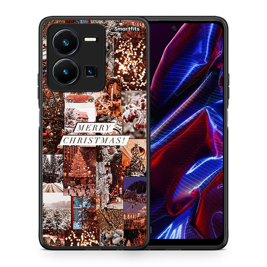 Θήκη Vivo Y35 5G Xmas Collage από τη Smartfits με σχέδιο στο πίσω μέρος και μαύρο περίβλημα | Vivo Y35 5G Xmas Collage case with colorful back and black bezels