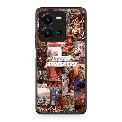 Vivo Y35 5G Xmas Collage θήκη από τη Smartfits με σχέδιο στο πίσω μέρος και μαύρο περίβλημα | Smartphone case with colorful back and black bezels by Smartfits