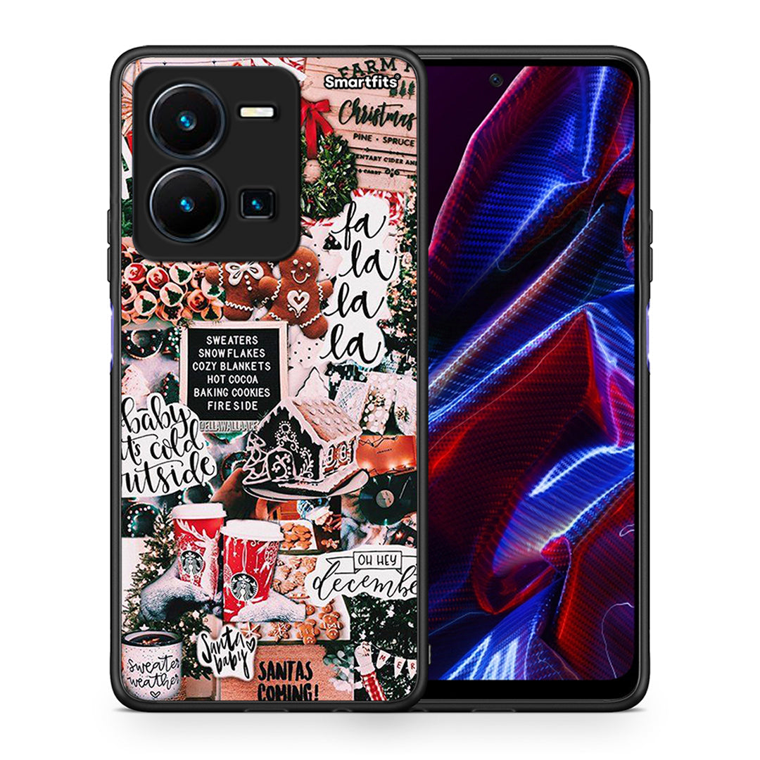 Θήκη Vivo Y35 5G Xmas Habbits από τη Smartfits με σχέδιο στο πίσω μέρος και μαύρο περίβλημα | Vivo Y35 5G Xmas Habbits case with colorful back and black bezels