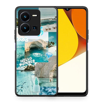 Θήκη Vivo Y35 Aesthetic Summer από τη Smartfits με σχέδιο στο πίσω μέρος και μαύρο περίβλημα | Vivo Y35 Aesthetic Summer Case with Colorful Back and Black Bezels