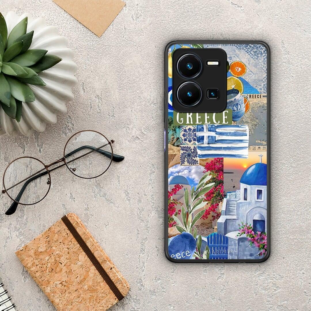 Θήκη Vivo Y35 All Greek από τη Smartfits με σχέδιο στο πίσω μέρος και μαύρο περίβλημα | Vivo Y35 All Greek Case with Colorful Back and Black Bezels