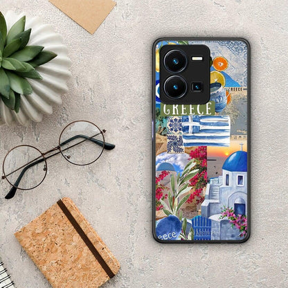 Θήκη Vivo Y35 All Greek από τη Smartfits με σχέδιο στο πίσω μέρος και μαύρο περίβλημα | Vivo Y35 All Greek Case with Colorful Back and Black Bezels