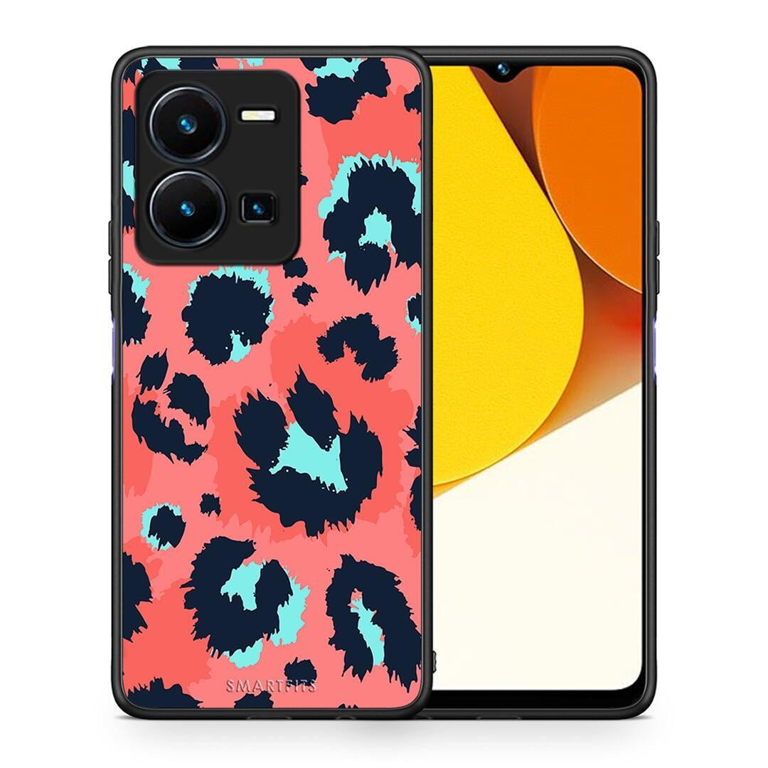 Θήκη Vivo Y35 Animal Pink Leopard από τη Smartfits με σχέδιο στο πίσω μέρος και μαύρο περίβλημα | Vivo Y35 Animal Pink Leopard Case with Colorful Back and Black Bezels