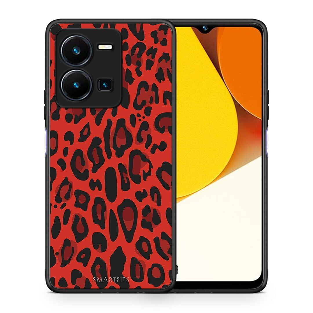 Θήκη Vivo Y35 Animal Red Leopard από τη Smartfits με σχέδιο στο πίσω μέρος και μαύρο περίβλημα | Vivo Y35 Animal Red Leopard Case with Colorful Back and Black Bezels